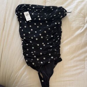 Abercrombie Black Polka Dot One-Piece Bodysuit